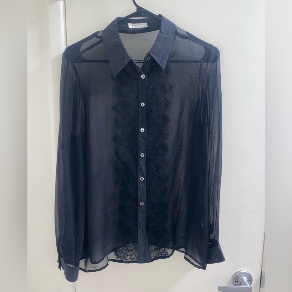 Equipment Blouse Sheer with Lace - Size Small